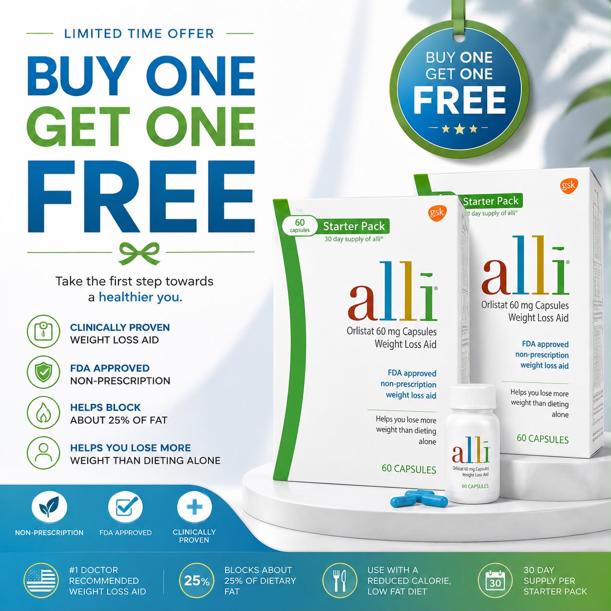 alli® Orlistat 60 mg 120 Capsules – Weight Loss Aid
